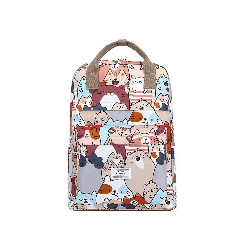 Men's Waterproof Floral Print Fresh Computer Schoolgirl Backpacks