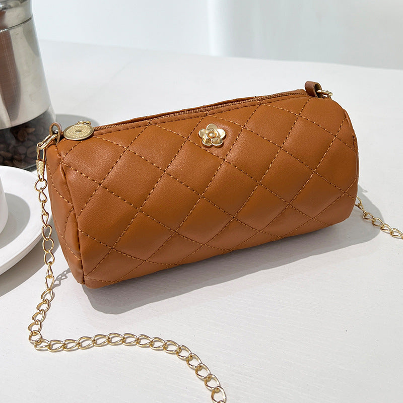 Embroidered Round Fashion Simple Hardware Flower Decorative Women's Messenger Bag