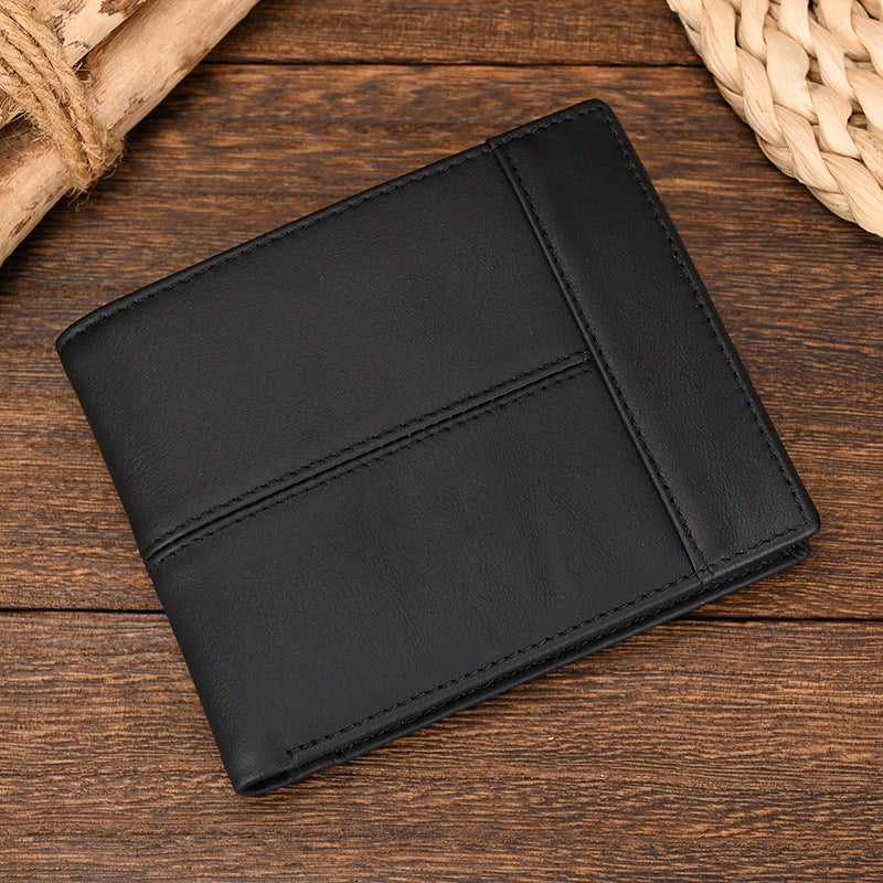 Men's Genuine Leather Swiping Short First Layer Men's Wallet