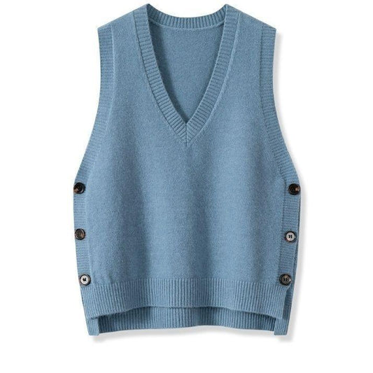 Women's Knitted Spring Autumn Outerwear Solid Color Vests