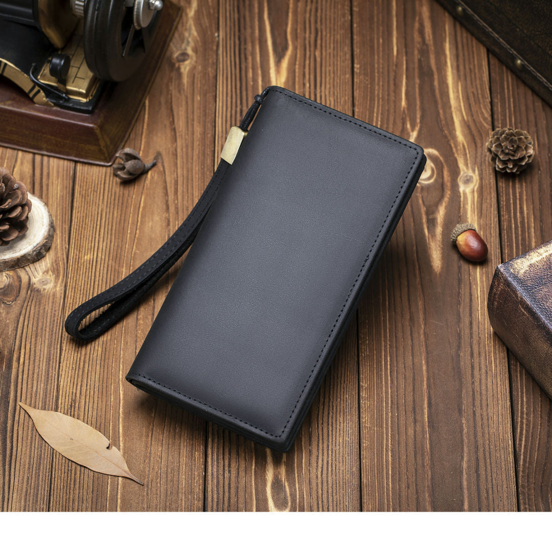 Men's Clutch Crazy Horse Leather Long Zipper Men's Wallets