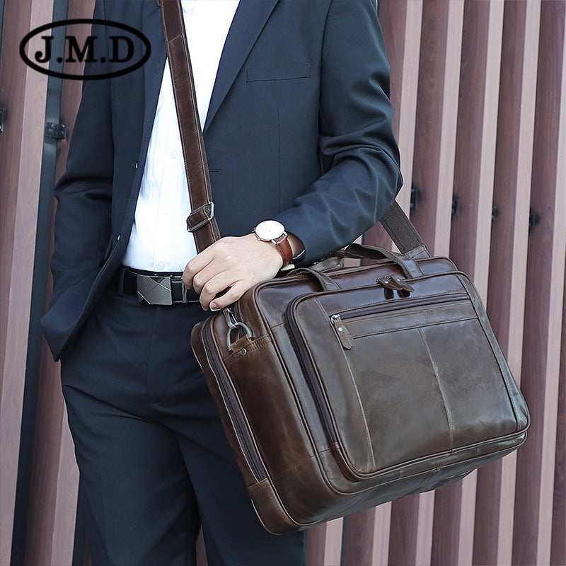 Men's Fashion Vintage Leather Inch Computer Men's Briefcases