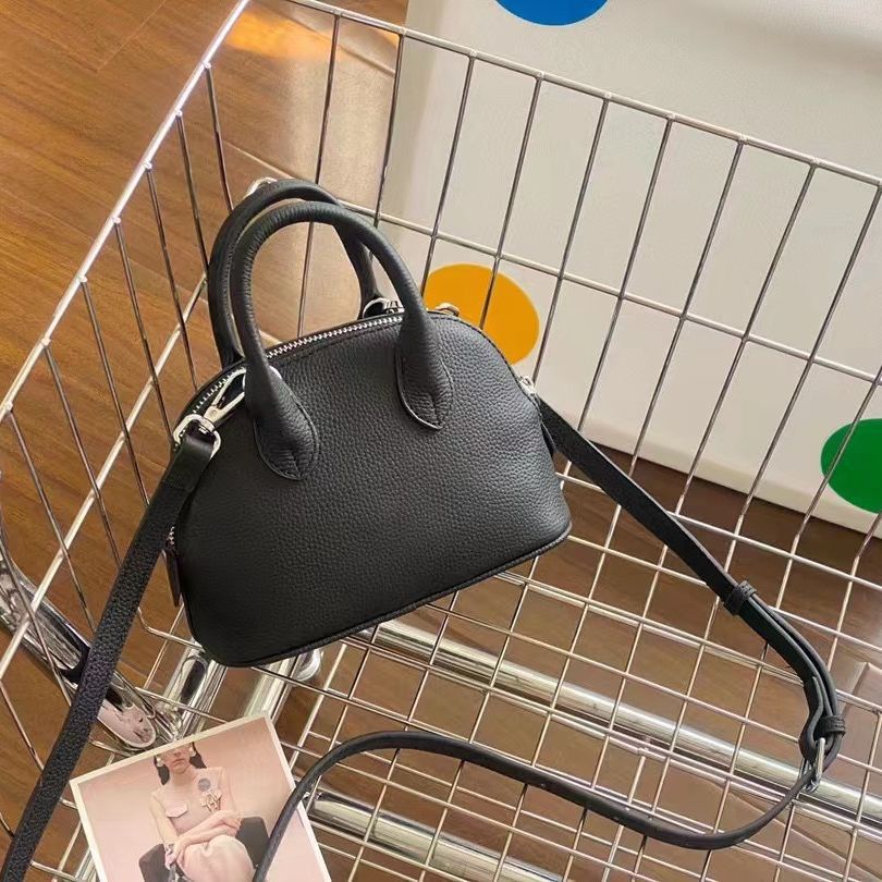 Layer Cowhide Shell Simple Fashion Bowling Mini Handbags