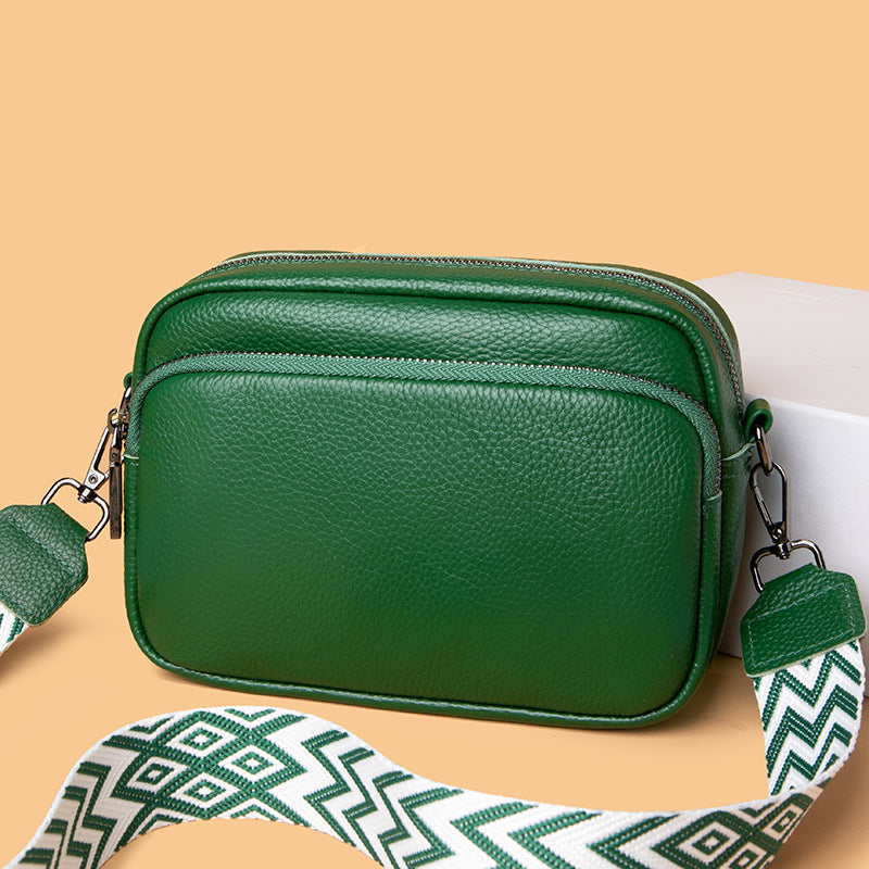 Women's Layer Cowhide Fashion Simple Litchi Pattern Shoulder Bags