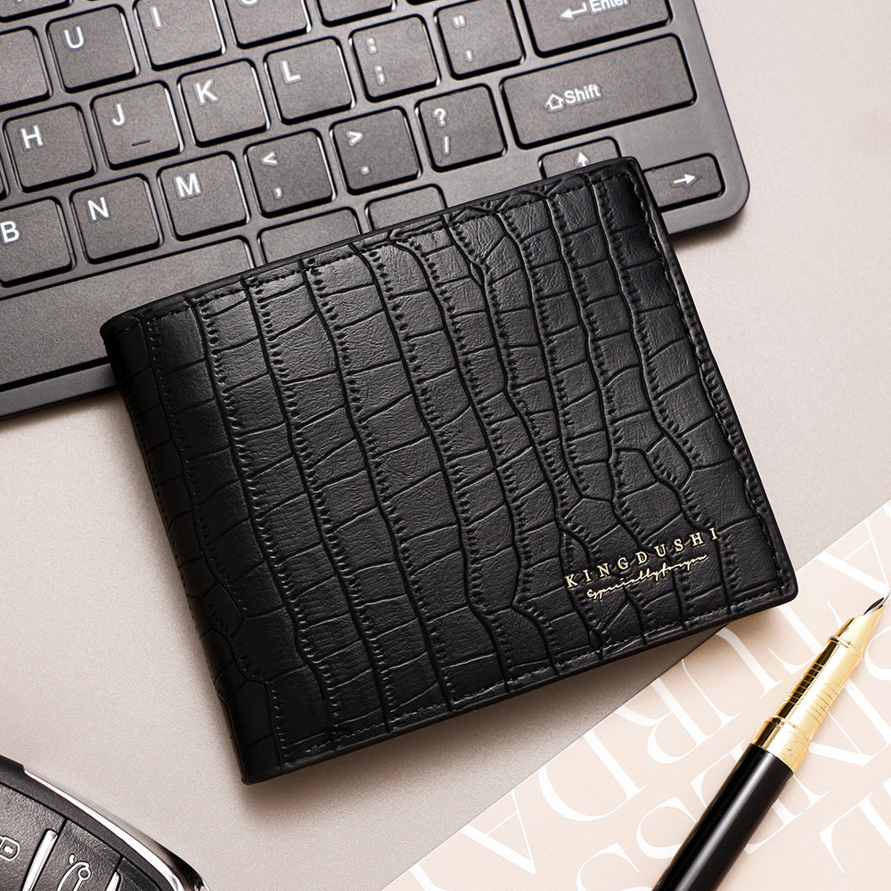 Men's Vintage Stone Pattern Multiple Slots Hinge Men's Wallet