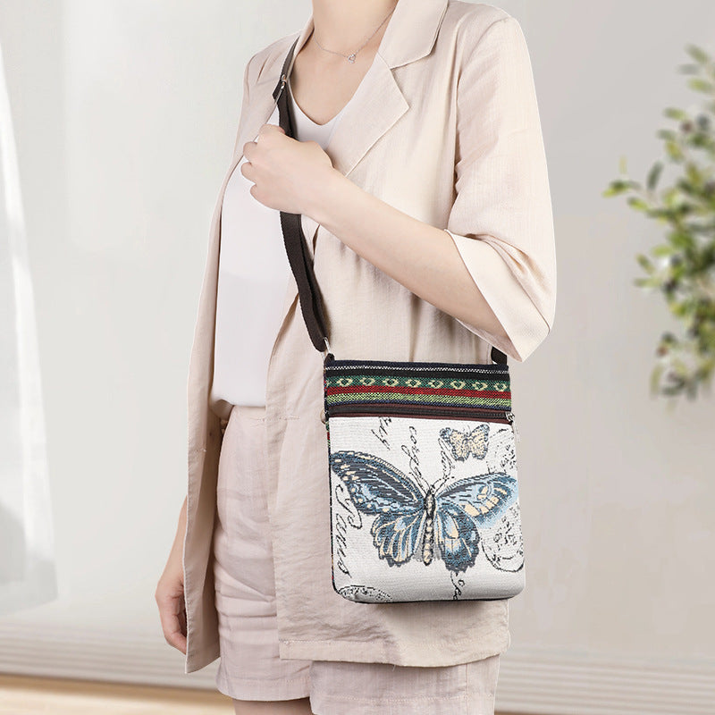 Women's Ethnic Style Elephant Cartoon Double-sided Gold Silk Women's Shoulder Bag