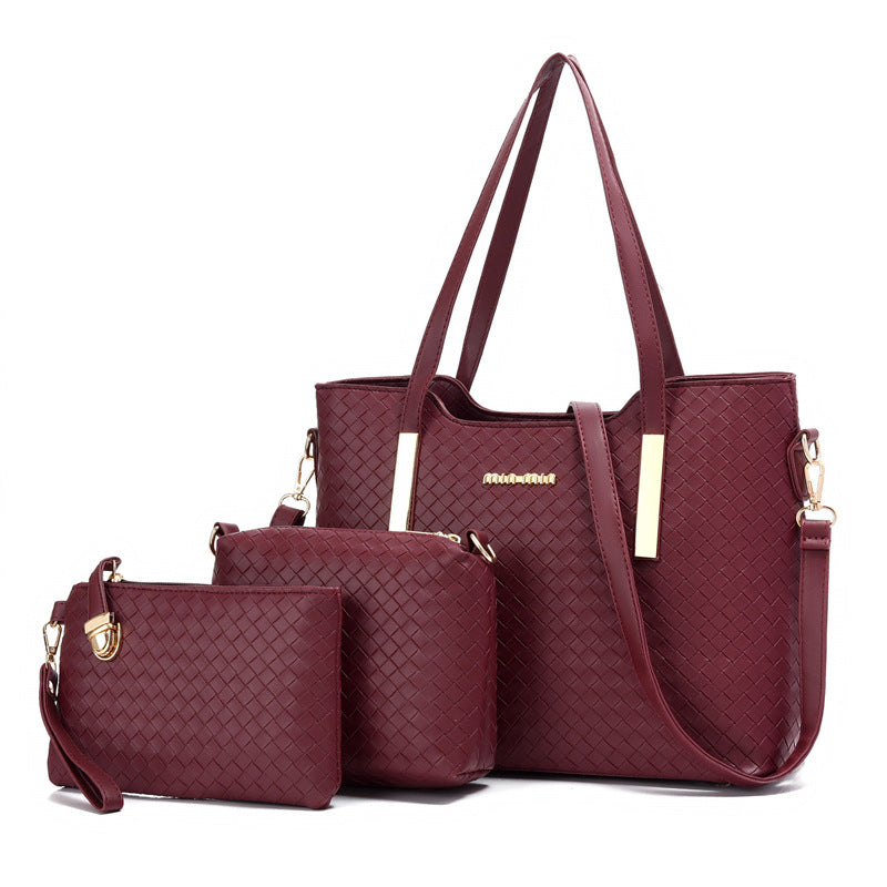 Popular Women's Embossed Woven Three-piece Tide Handbags