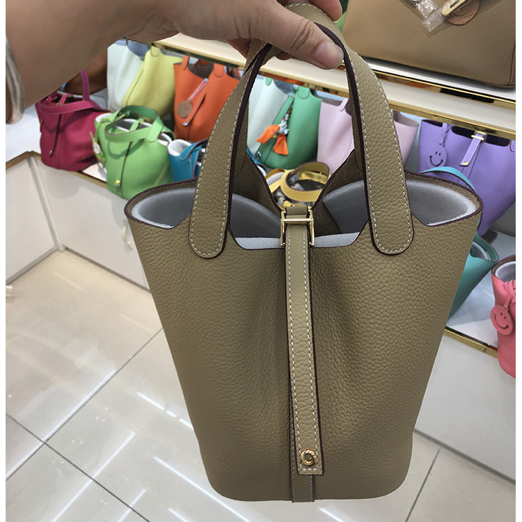 Women's Home Vegetable Basket Hand First Layer Cowhide Bags