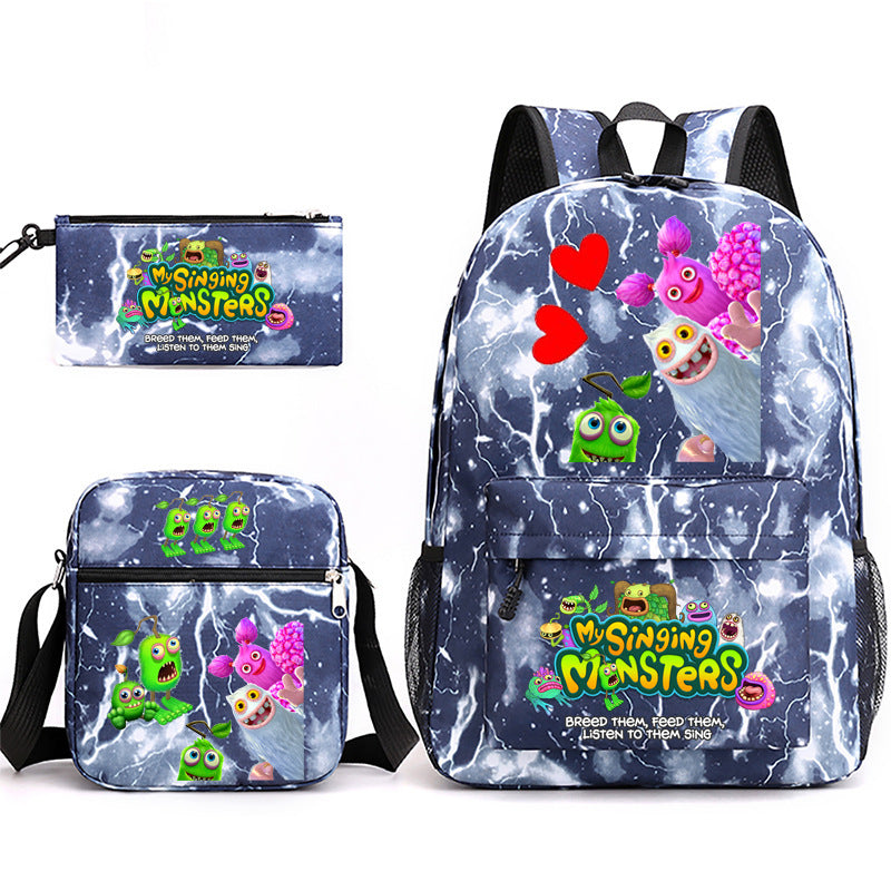 Game Monster Concert Pencil Three-piece Set Backpacks