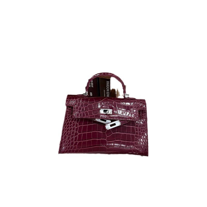Women's Second Generation Kelly Crocodile Pattern Versatile Portable Stone Women's Messenger Bag