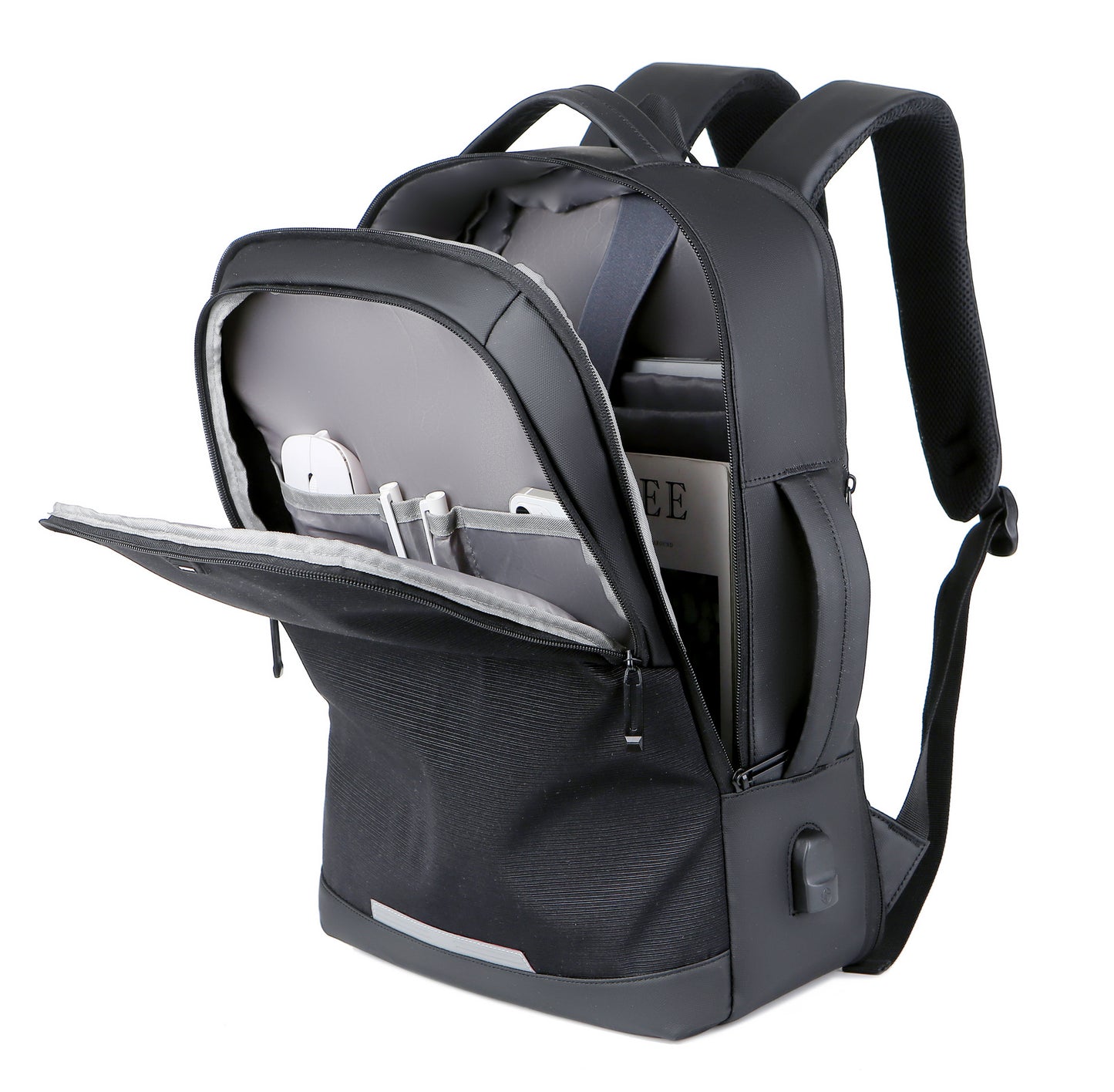 Men's Waterproof Charging Reflective Expansion Business Contrast Backpacks