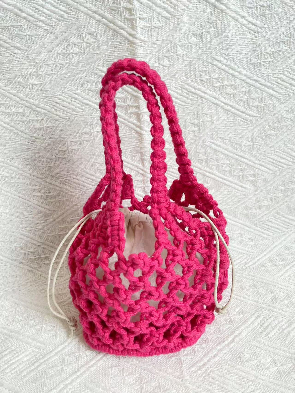 Cotton String Hand Dopamine Color Mini Knitting Female Chic Beach Bags