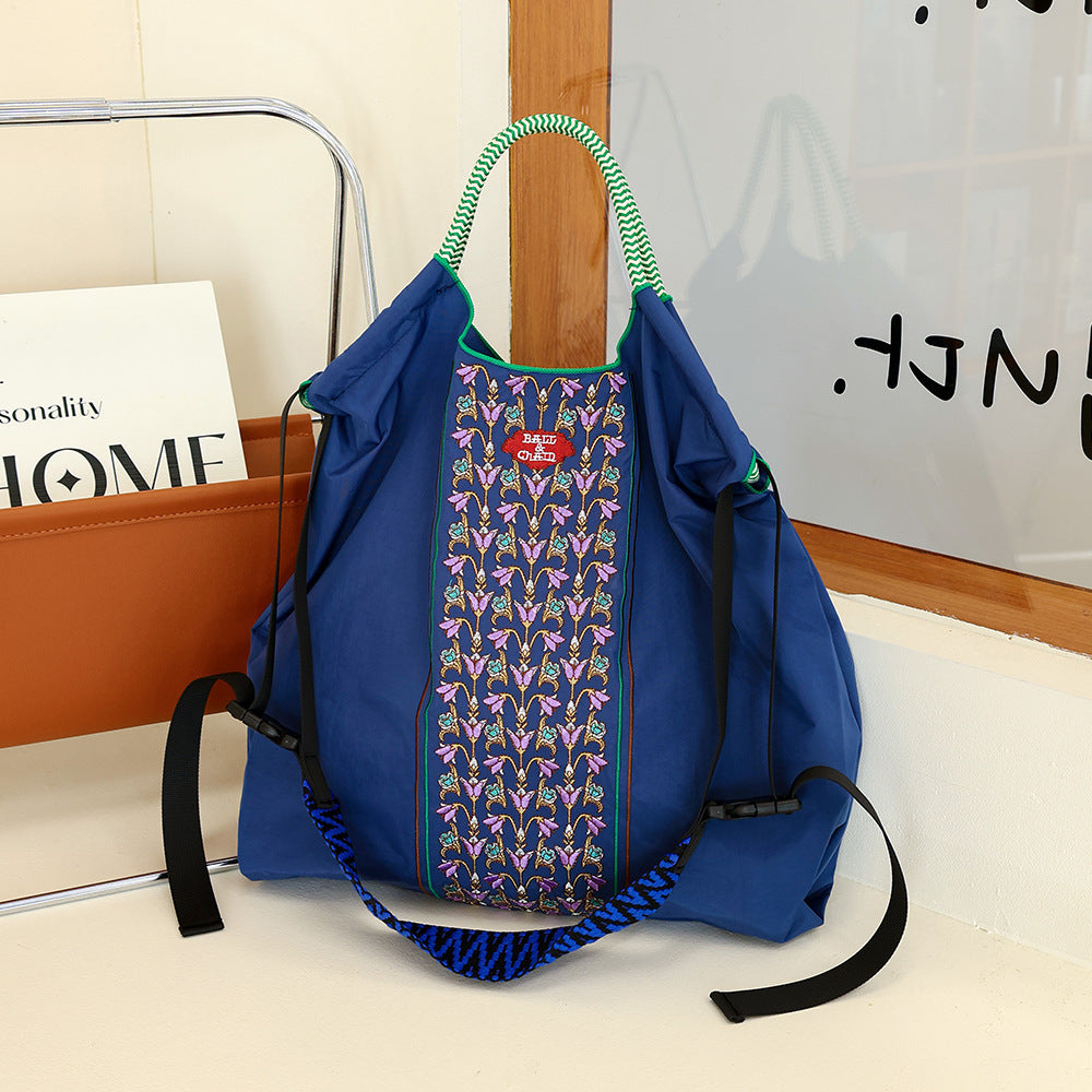 Thousand Needle Environmental Protection Waterproof Nylon Embroidery Fashion Large Capacity Women's Handbag
