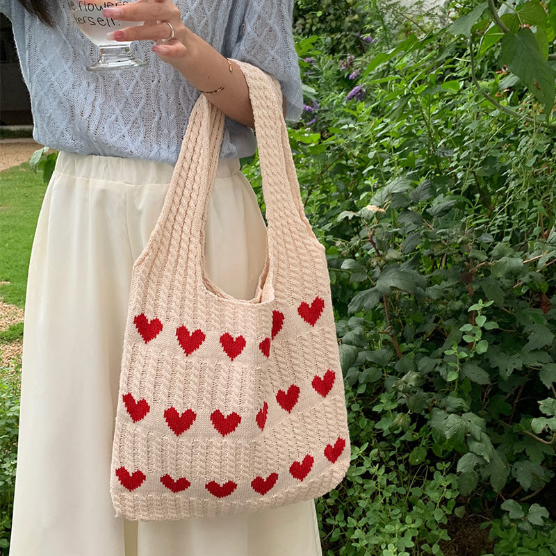 Women's Woven Love High-grade Exquisite Wool Portable Women's Shoulder Bag