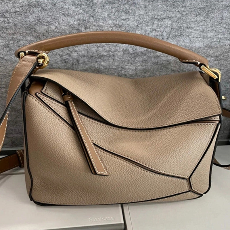 Geometric Fashion Portable Top Layer Litchi Grain Small Square Bags