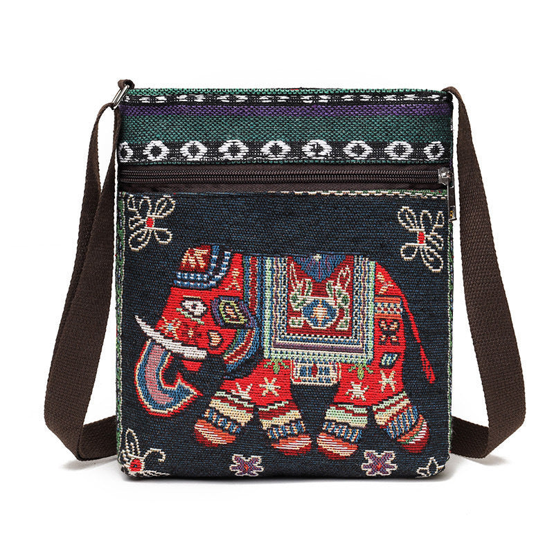 Women's Elephant Owl Shopping Canvas Trendy Women's Messenger Bag