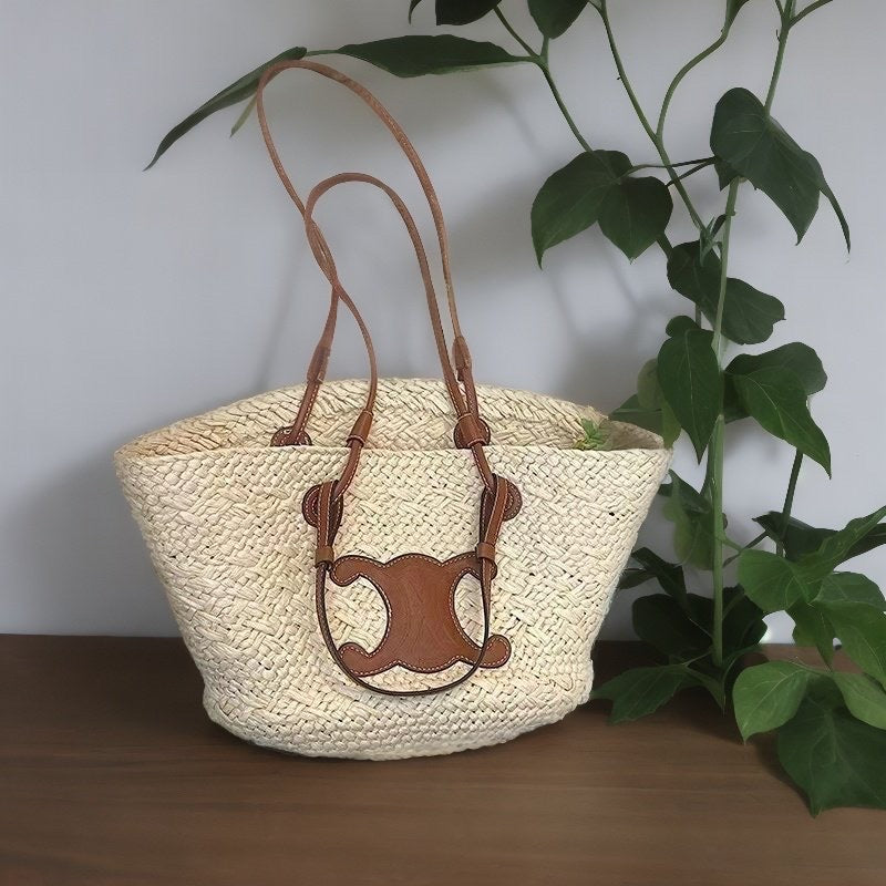 Women's Large Capacity Hand-woven Beach Portable Basket Shoulder Bags