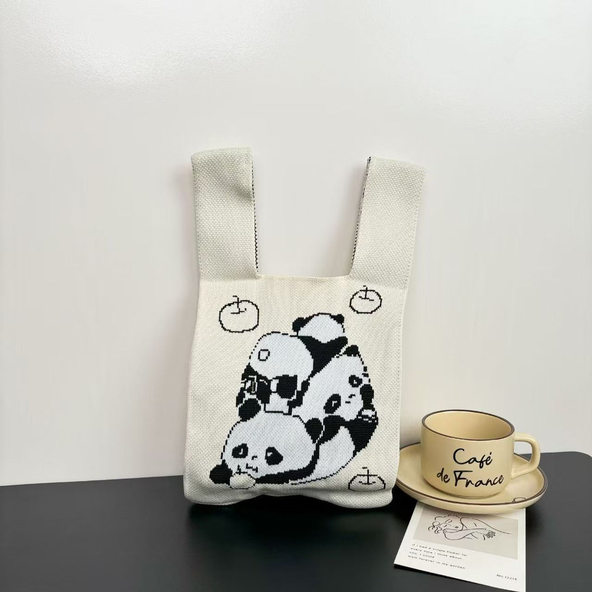 Women's Cute Panda Knitted Gift Niche High-grade Women's Handbag
