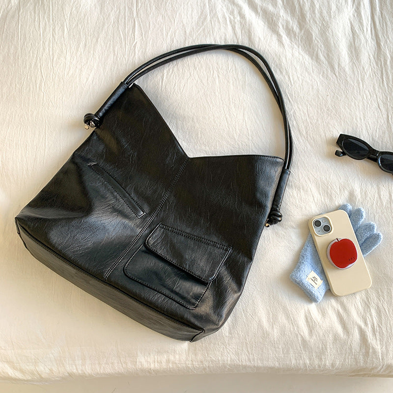 Women's Style Retro Relaxed Feeling Large Capacity Soft Tote Bags