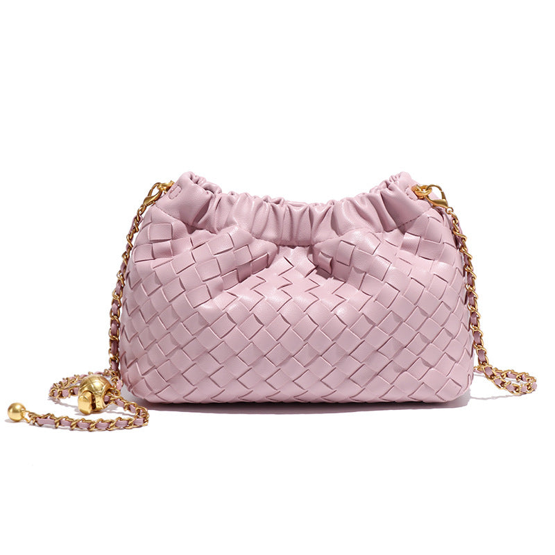 Women's Pleated Cloud Fashion Golden Ball Hand-woven Bags