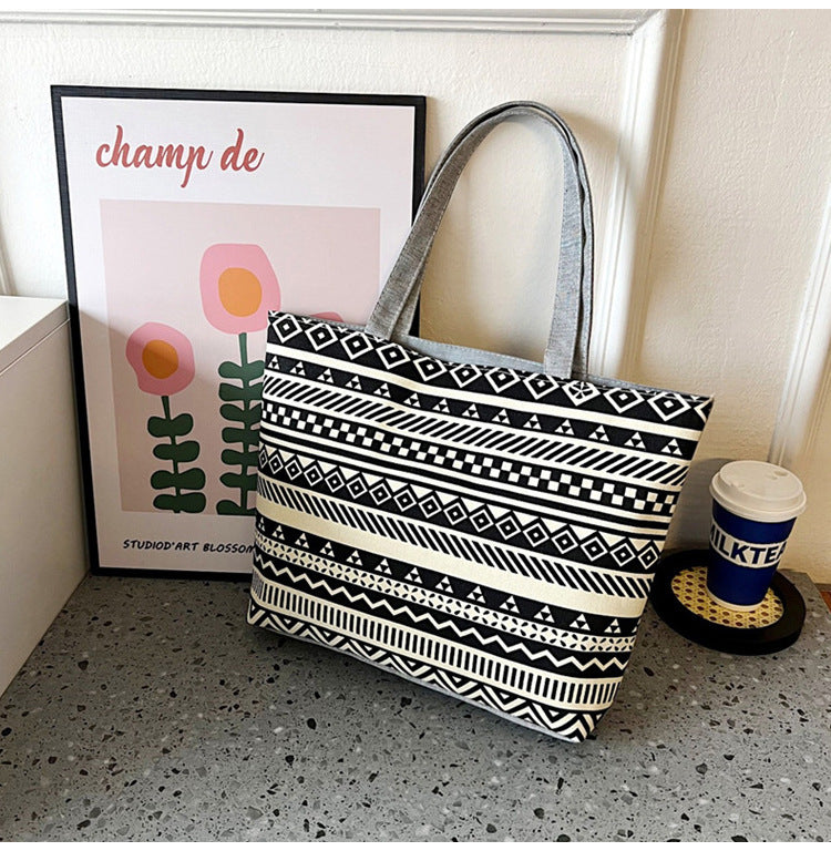 Women's Canvas Large Capacity Printed Korean Style Women's Shoulder Bag