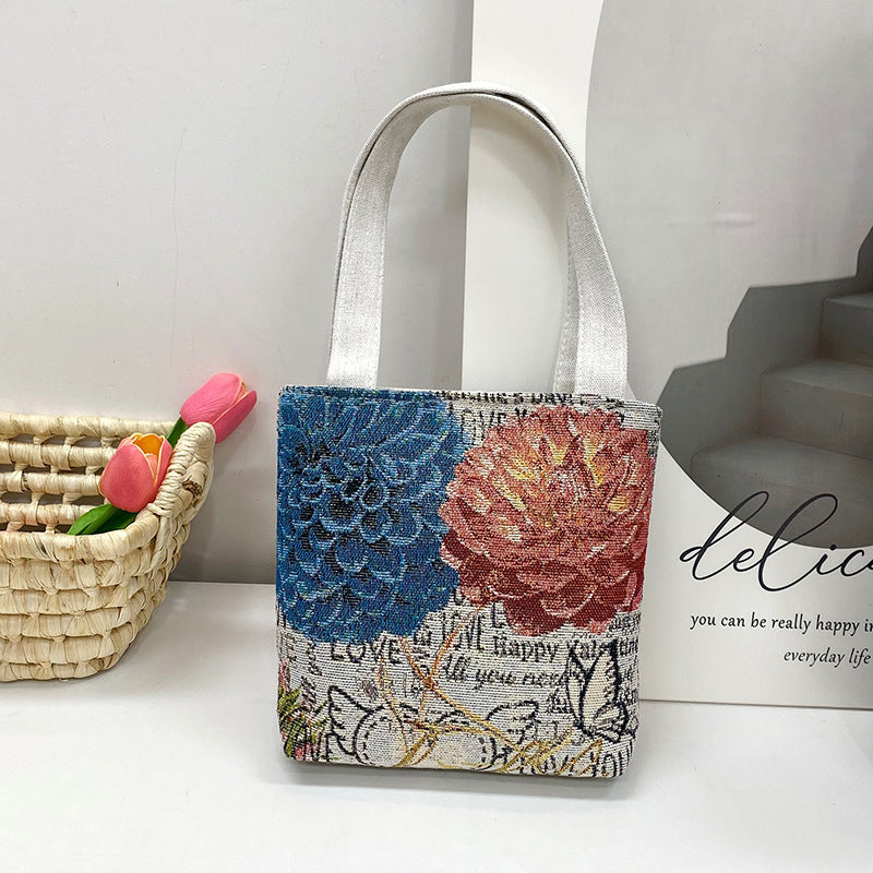 Women's Ethnic Style Elephant Embroidery Woven Flower One Women's Shoulder Bag