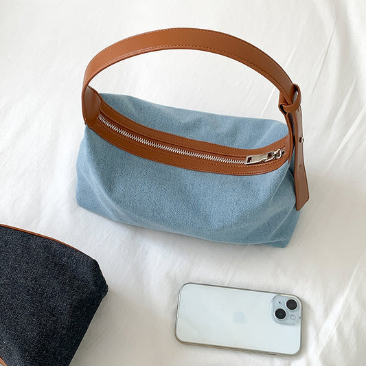 Women's Style Stitching Denim High Sense Niche Shoulder Bags