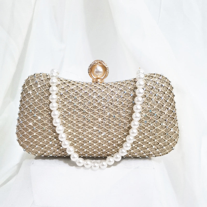 Diamond Pearl Pillow-shaped Net Shiny Dress Dinner Evening Bags