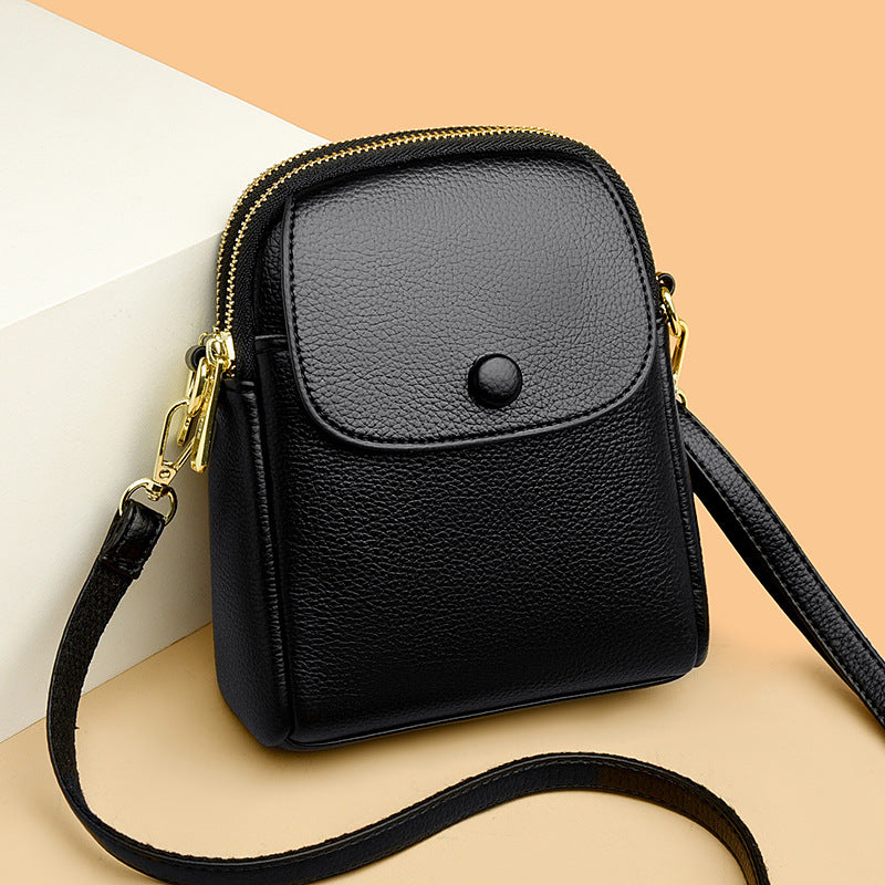Women's Mobile Fashion Simple Soft Lychee Leather Pattern Women's Shoulder Bag
