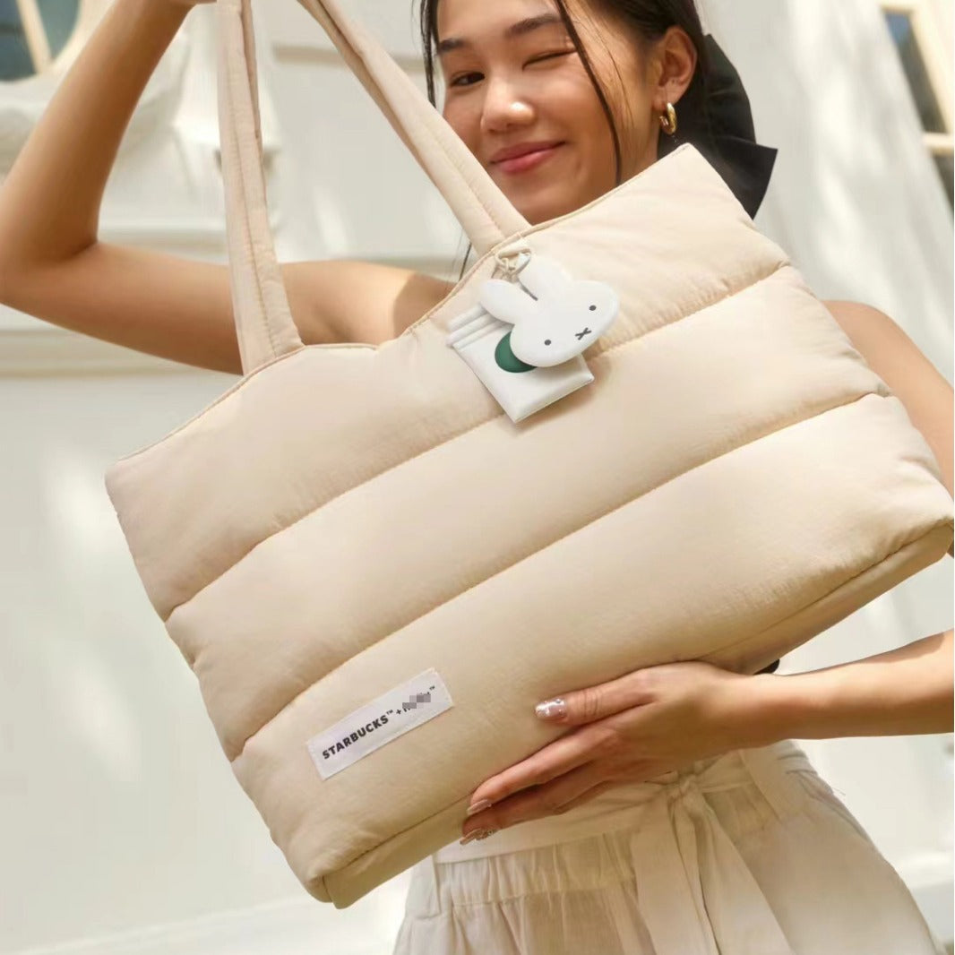 Women's Down College Style Large Capacity Lightweight Fluffy Cotton Tote Bags