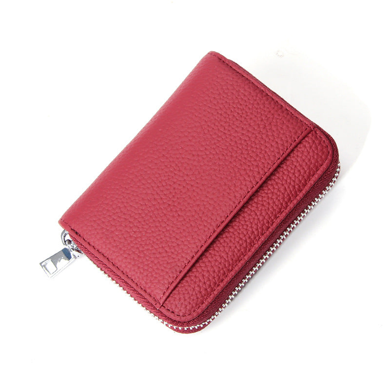 Women's First Layer Cowhide Short Leather Compartment Ladies Wallet