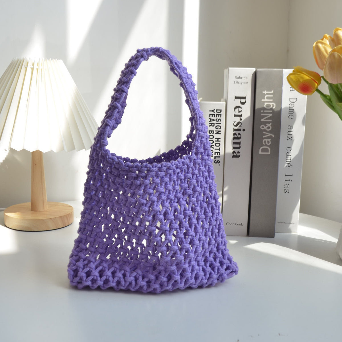 Handmade Woven Cotton String Hollow Style Fresh Bags