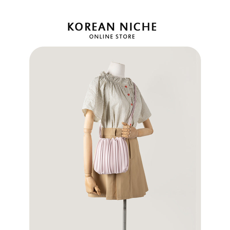 Pleated Texture Korean Niche Design Candy Bucket Bags