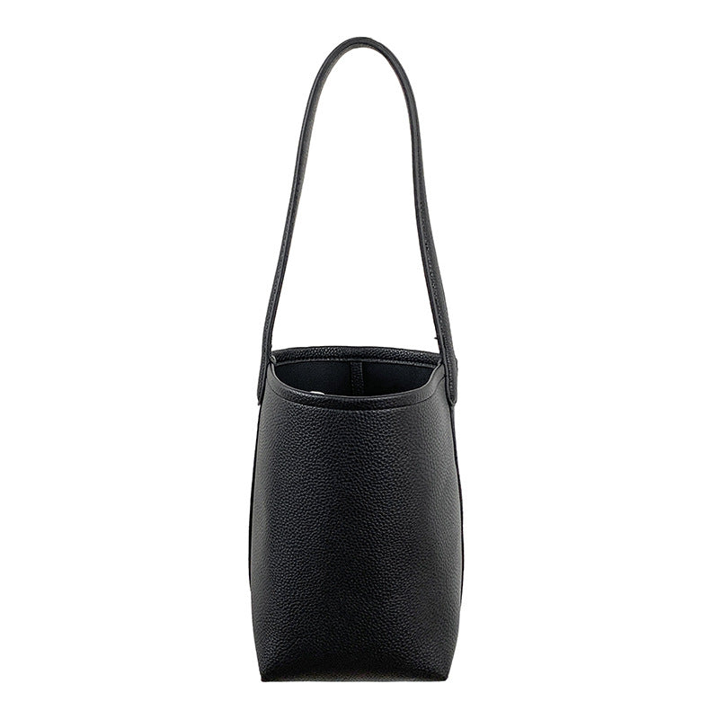 Leather Cylinder Large Capacity Minority Simple Bucket Bags