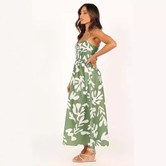 Women's Summer Sexy Backless Floral Slip Dress Dresses