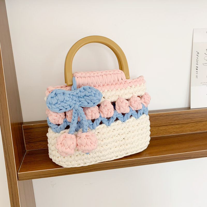 Tulip Hand-woven Homemade Strip Thread Material Finished For Women's Handbag