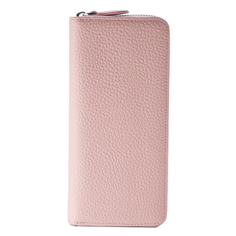Women's Genuine Leather Long Zipper Clutch Ladies Wallets