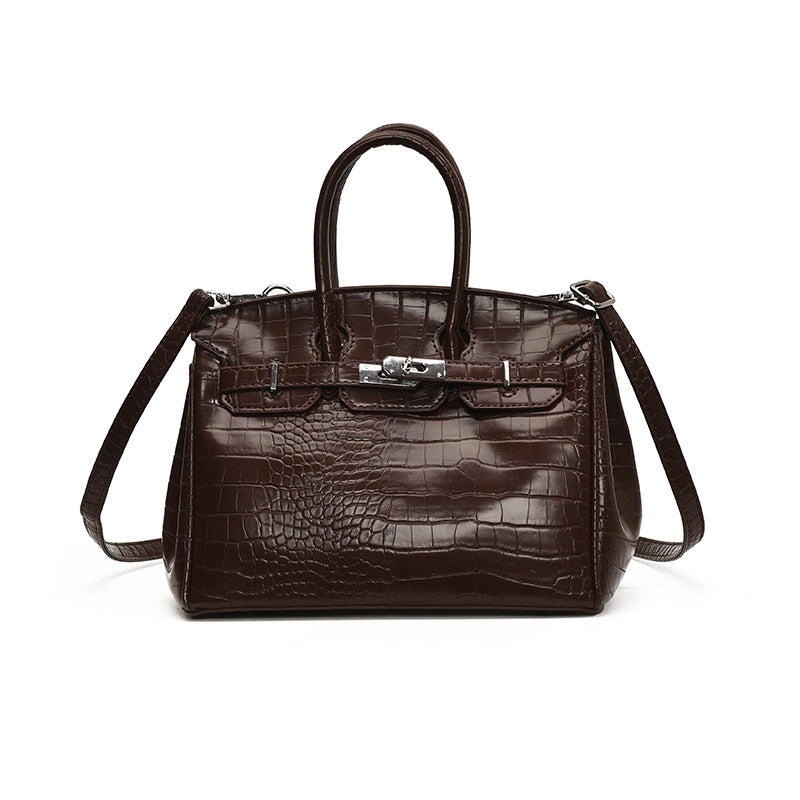 Women's High-grade Crocodile Pattern Portable Platinum Practical Tote Bags