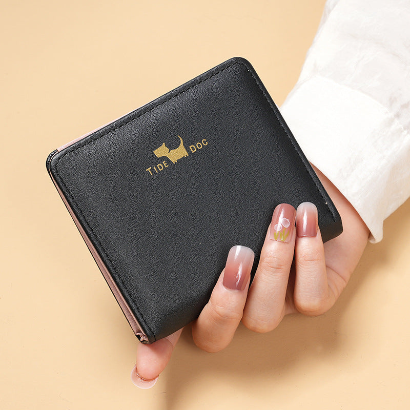 Women's Short Cute Fresh Female Two Fold Ladies Wallet