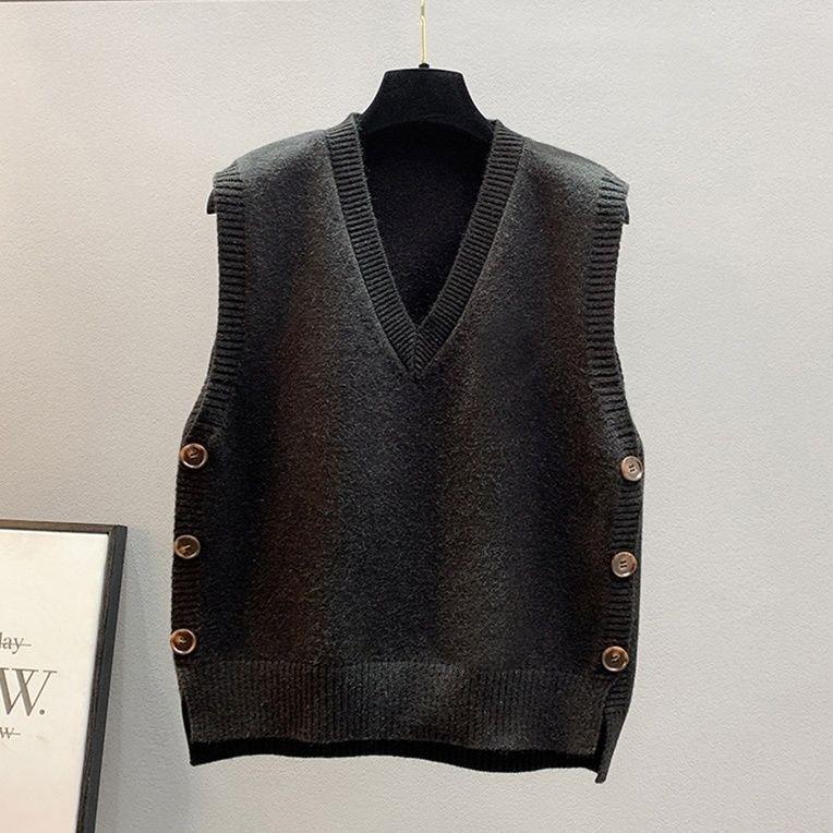 Women's Knitted Spring Autumn Outerwear Solid Color Vests