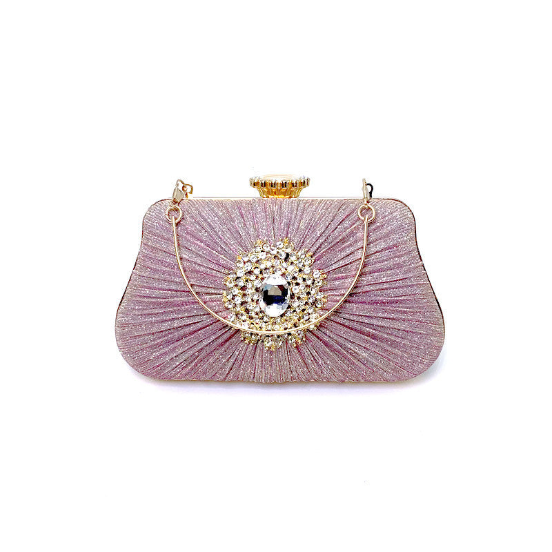 Women's Fashion Dinner Pleated Diamond Rhinestone Banquet Wedding Evening Bags