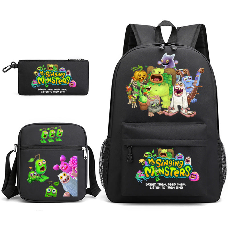 Game Monster Concert Pencil Three-piece Set Backpacks