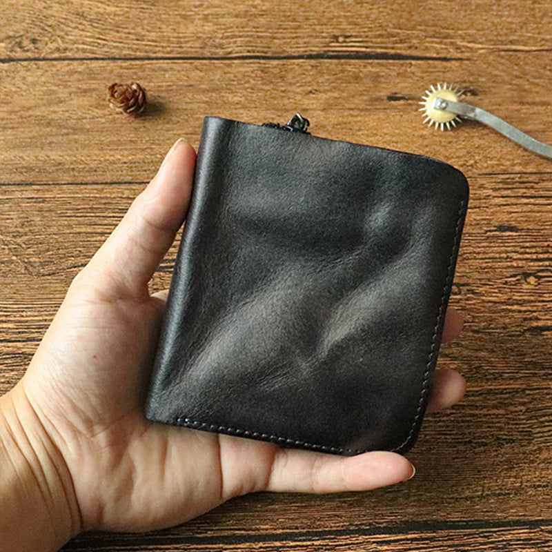Men's First Layer Cowhide Vintage Two Fold Men's Wallets