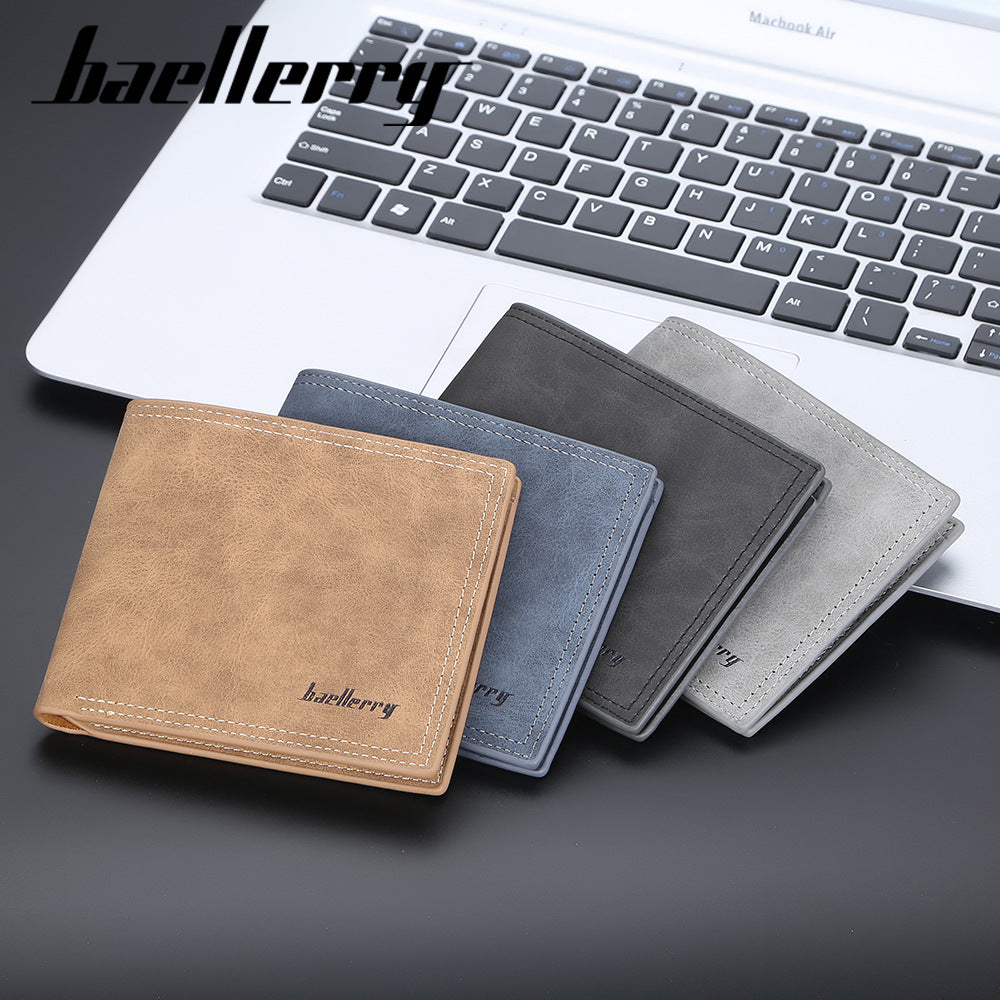 Men's Short Horizontal Multiple Slots Frosted Thin Card Holder