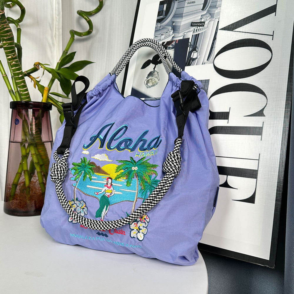 Hawaiian Embroidery Shopping Large Capacity Nylon Women's Handbag