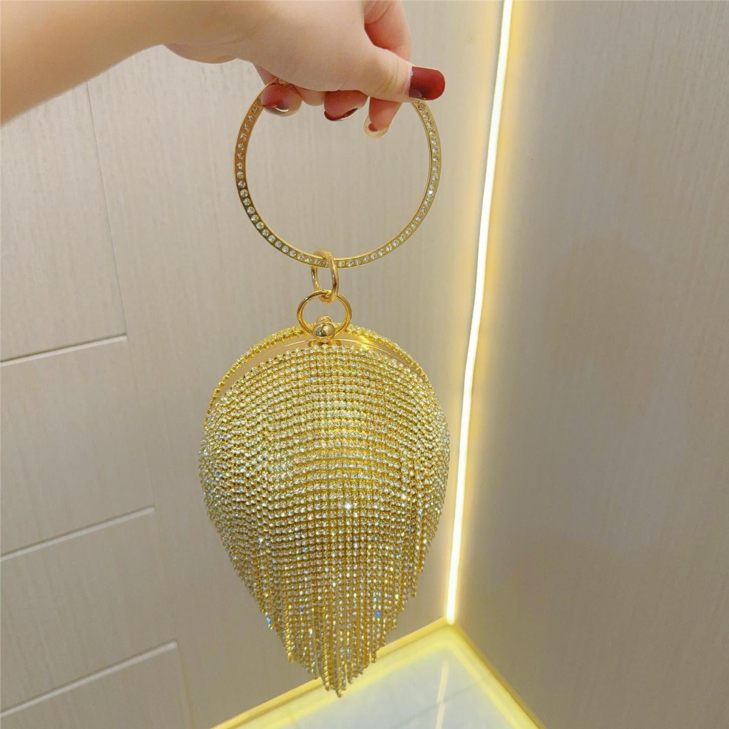 Women's Clutch Rhinestone Tassel Banquet Party Dinner Evening Bags