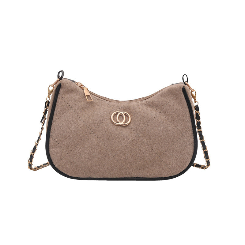 Women's Suede Rhombus Chain Horizontal Underarm Women's Shoulder Bag