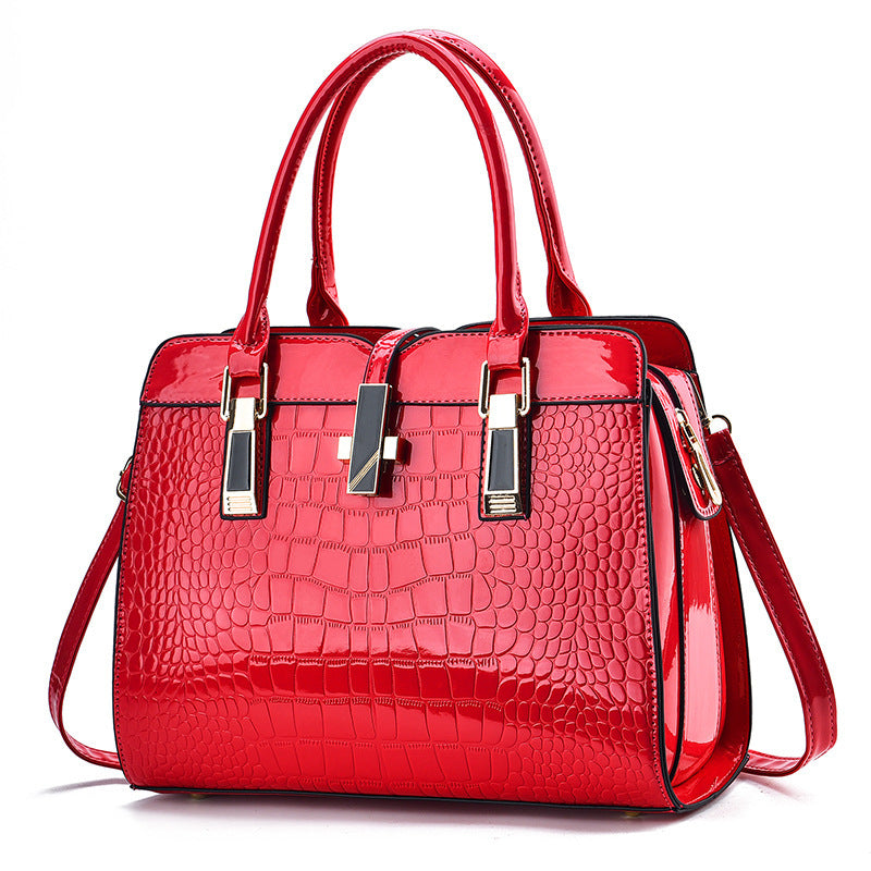 Fashion Shining Leather Large Capacity Crocodile Shoulder Bags