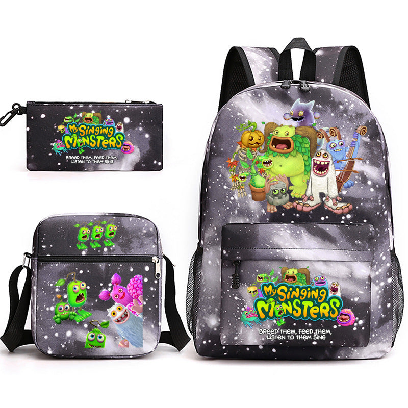 Game Monster Concert Pencil Three-piece Set Backpacks