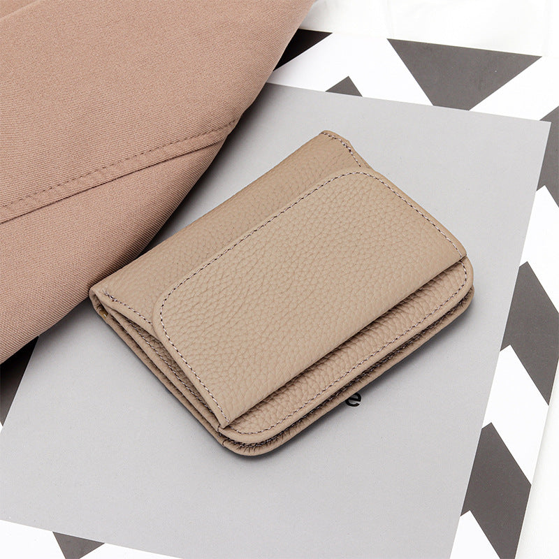 Women's Full Leather Simple Folding Genuine Ladies Wallet